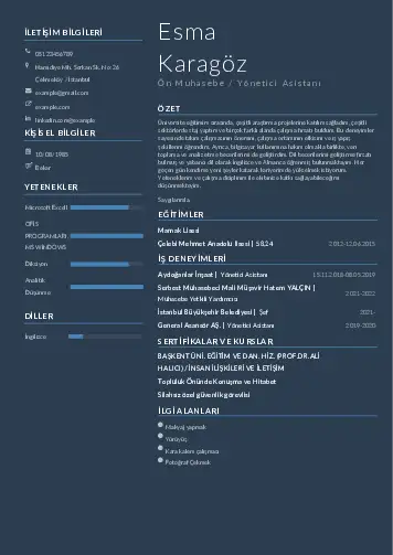 Yönetici Asistanı Cv Örnekleri cv indir